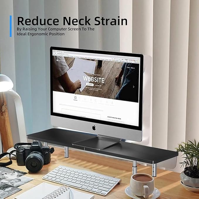 suptek Dual Monitor Stand Riser,Large Monitor Laptop Stand Riser 3 Adjustable Heights Computer Stand for Laptop, Printer, Notebook(MST016L) - Image 3