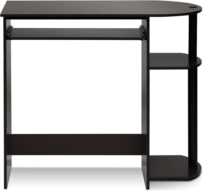 Furinno Simplistic Easy Assembly Computer Desk, With Keyboard Tray, Dark Brown/Black - Image 5
