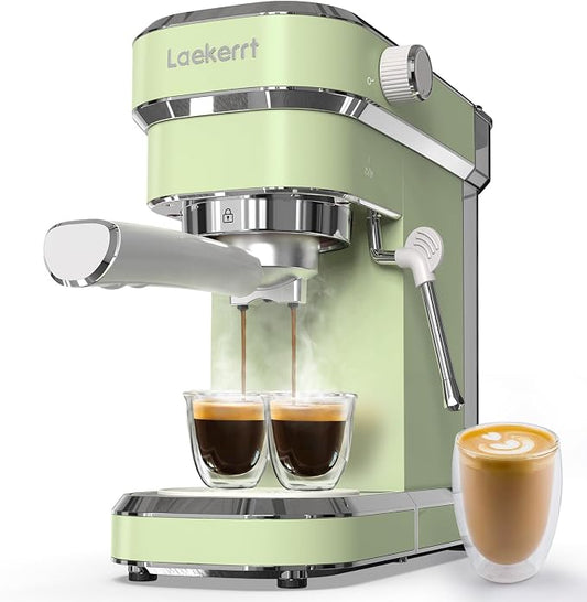 Laekerrt Espresso Machine 20 Bar Espresso Maker CMEP01 with Milk Frother Steam Wand, Professional Expresso Machine for Cappuccino and Latte (Stainless Steel, Green) Gift for Dad, Father, Coffee Lovers by laekerrt