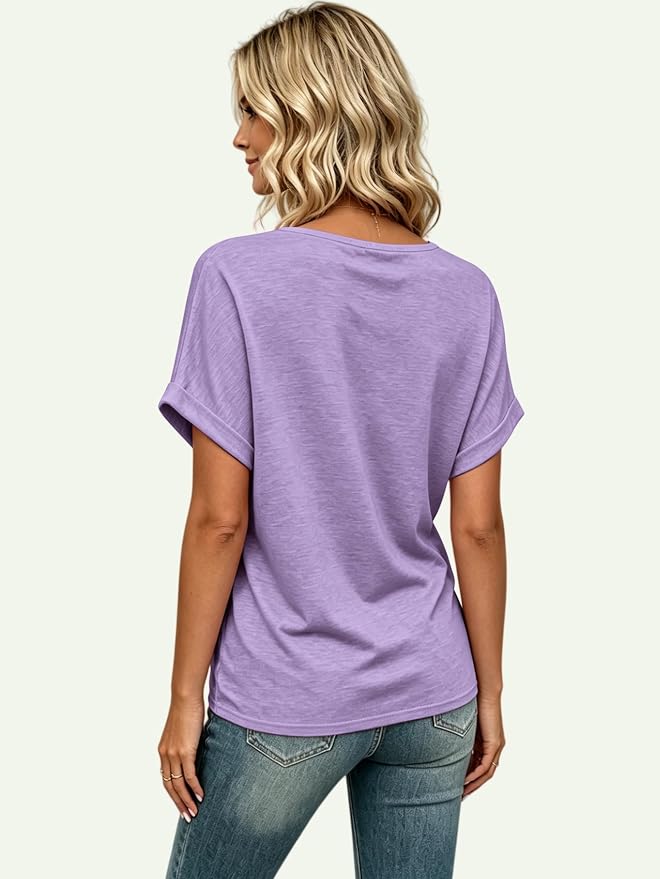 T Shirts Short Sleeve V Neck Tees Womens Tops Beach Vacation Fashion Clothes 2026 Casual Summer Spring Fall Outfits - Image 4