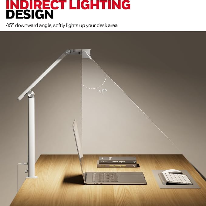 Honeywell HJ1 Sunturalux LED Clamp Desk Lamp 1200LM for Computer | CRI≥97, 4 Color Temps, Eye-Caring, Architect Task Lamp for Workbench, Reading, White - Image 4