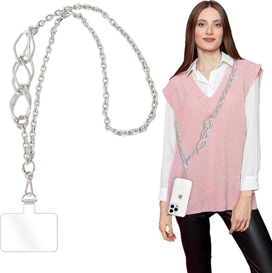 Crossbody Lanyard Strap, Durable Metal Cell Phone Chain, Universal Lanyard With Tether Tab, Detachable Chain Strap Compatible With Most Phone Bags and Purses by Turkalla