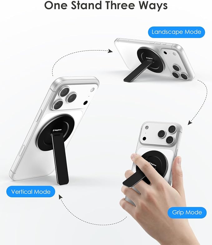 Magnetic Phone Stand for Magsafe, Ultra-Slim Snap-on Phone Holder Kickstand,180° Adjustable Angle Damping Design Cellphone Grip, Black - Image 5