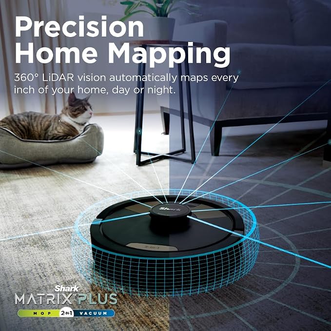 Shark Matrix Plus 2in1 Robot Vacuum & Mop with Sonic Mopping, Matrix Clean, Home Mapping, HEPA Bagless Self Empty Base, CleanEdge, for Pet Hair, WiFi, Black/Brass, AV2620WA - Image 9