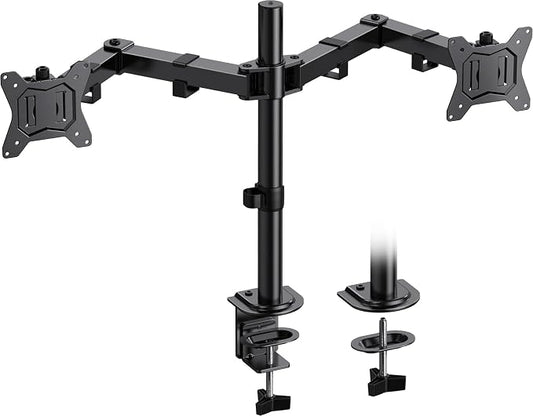 HUANUO Dual Monitor Mount for 2 Monitors up to 32 inches, Heavy Duty Dual Monitor Stand Holds up to17.6lbs, Dual Monitor Arm with Height Adjustable Tilt Swive Rotate, VESA Hole 75mm or 100mm by HUANUO