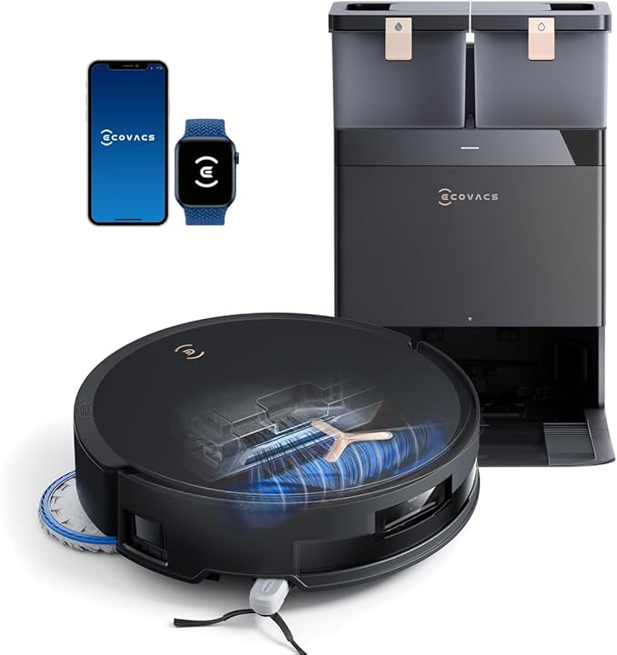ECOVACS DEEBOT T50 MAX Robot Vacuum and Mop,18,500Pa Blast Suction,12-in-1 Omni Station,18mm Auto Mop Lift, Zero Tangle, TruEdge Edge Cleaning, Perfect for Pet Hair, Carpets & Hard Floors by Unknown