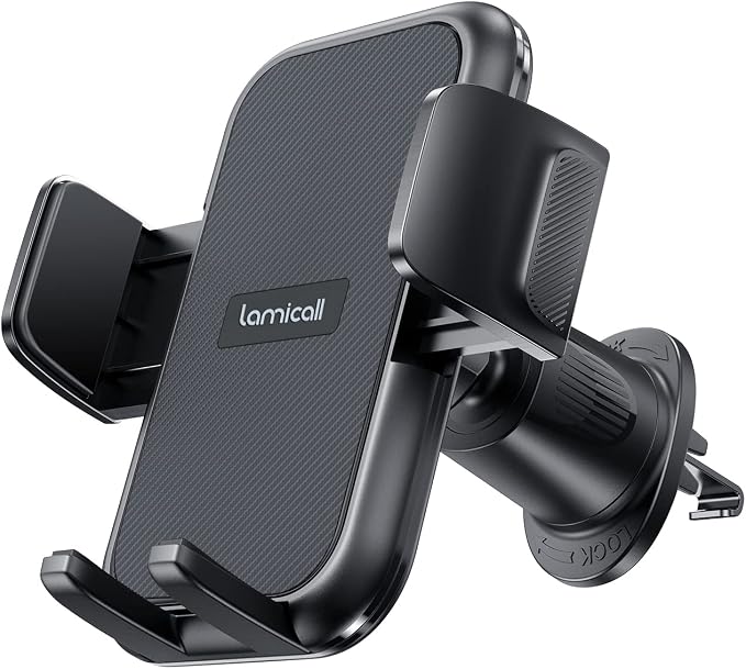 Lamicall 2026 Wider Clamp & Metal Hook Car Phone Holder Vent [Thick Cases Friendly] Phone Holders for Your Car Camera Mounts Automobile Hands Free Cradle Air Vent for iPhone 17 16 15 Pro Max Dark Grey - Image 7