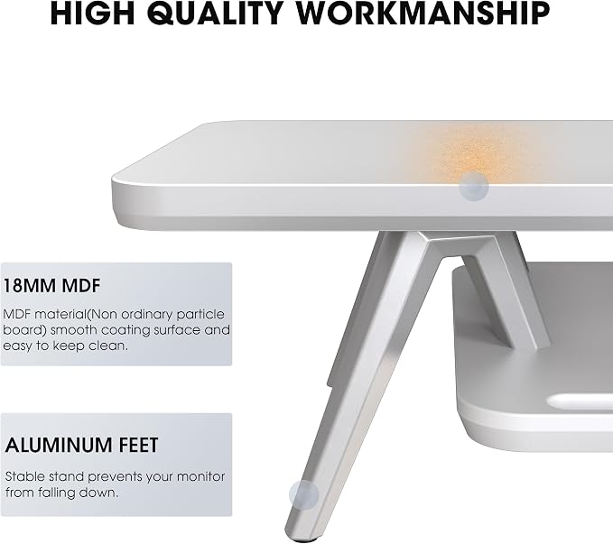 Fenge Dual Monitor Stand, Monitor Stands Riser for 2 monitors, 47.2 Inch Wood Desk Shelf with Storage Organizer and Cable Management for Office Desk Accessories - Image 4