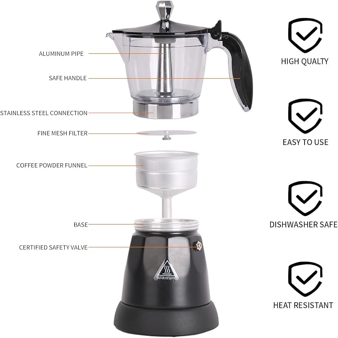 LAOION Cuban Coffee Maker, 6 or 3cup Electric Espresso Coffee Maker | Portable Cafeteras Electricas Modernas, Electric Moka Pot with Detachable Base & Overheat Protection, Coffee Gift - Image 3