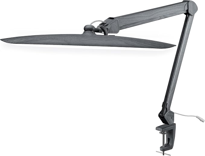 Neatfi XL 2200 Lumens 24W LED Desk Lamp – Shadow-Free Task Lighting | 4-Level Dimming | Home Office & Crafts Use | 20-Inch Wide Head (Gray Wood, Non-CCT with Clamp) by Neatfi