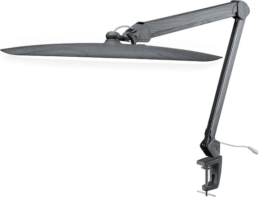 Neatfi XL 2200 Lumens 24W LED Desk Lamp – Shadow-Free Task Lighting | 4-Level Dimming | Home Office & Crafts Use | 20-Inch Wide Head (Gray Wood, Non-CCT with Clamp) by Neatfi