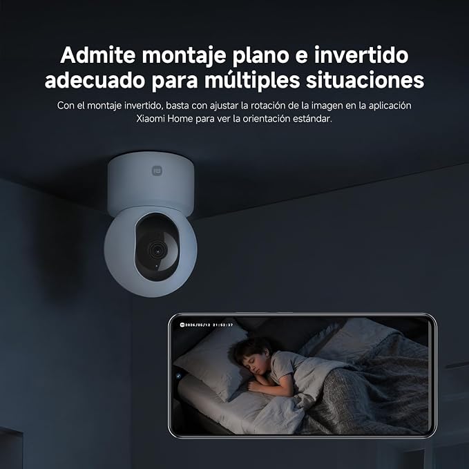 XIAOMI Smart Camera C201, 1080p Indoor Security Camera with Physical Lens Shielding, 360° Panoramic View, AI Human & Pet Detection, Full-Color Night Vision, Wi-Fi 6, Works with Google Assistant, 1pack - Image 3