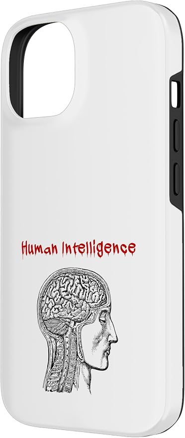 Human Intelligence (Anti Ai Statement & Head Graphic) Case for iPhone 14 - Image 2
