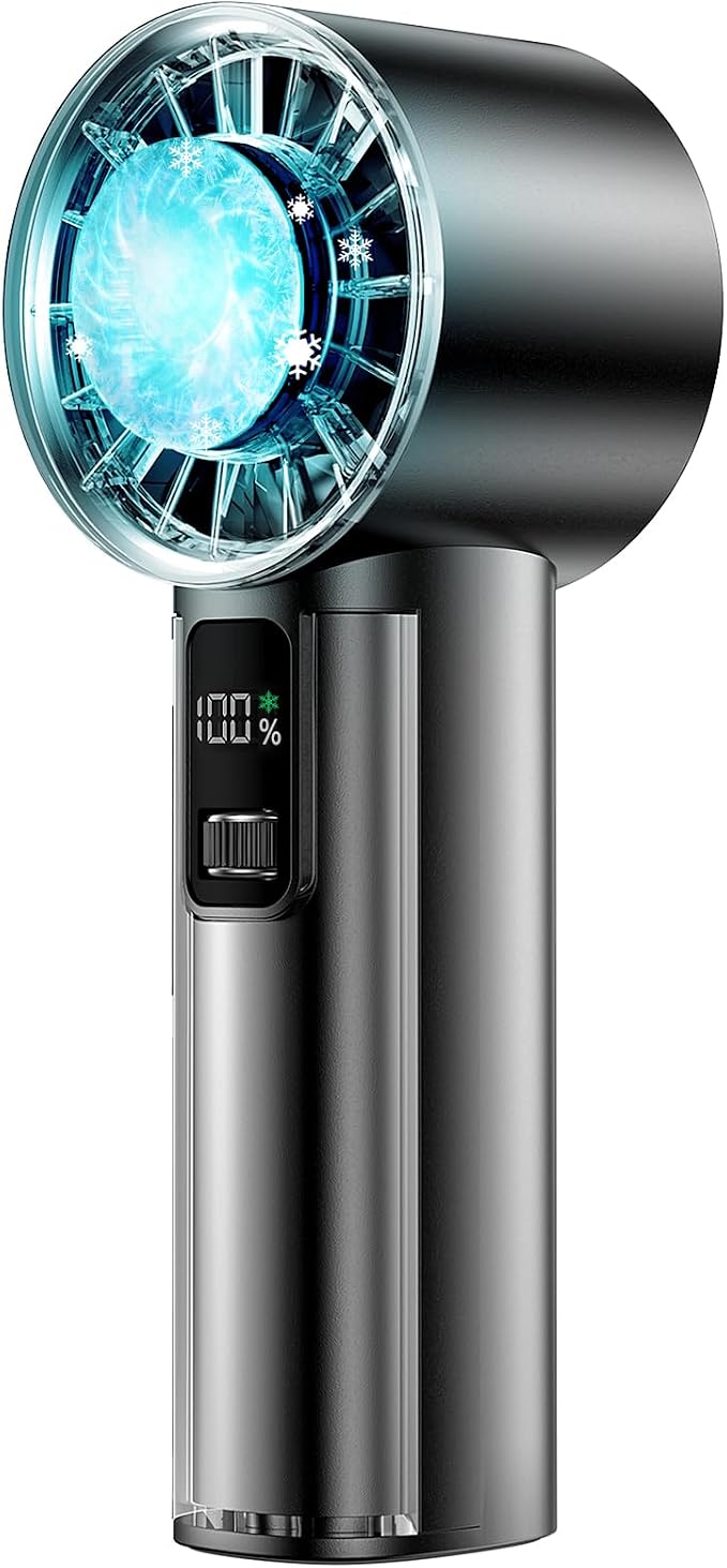 PANERGY Handheld Fan with Ice Cooler, Mini Portable Fan Rechargeable, 18Hrs Cooling, 0-100 Adjustable Speed, Small Yet Powerful, Personal Hand Fans for Travel, Beach, Outdoor, Makeup, Gifts for Women by PANERGY