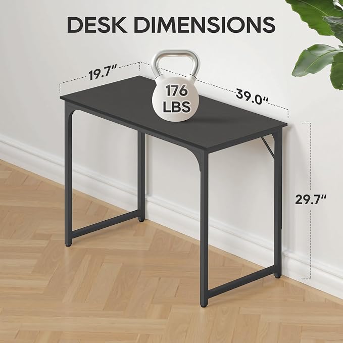 BestOffice Computer Desk,Home Office Desk, Modern Simple Style for Home Office Study Writing (Black, 39 Inch) - Image 3
