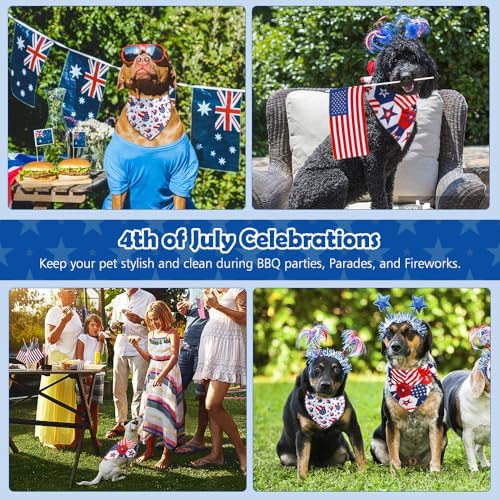 Vivifying 4th of July Dog Bandana, 2 Pack Double-Sided Triangle Patriotic Scarves with American Flag, Star & Stripes Pattern, Polyester Pet Accessories for Independence Day and Memorial Day (Large) - Image 5
