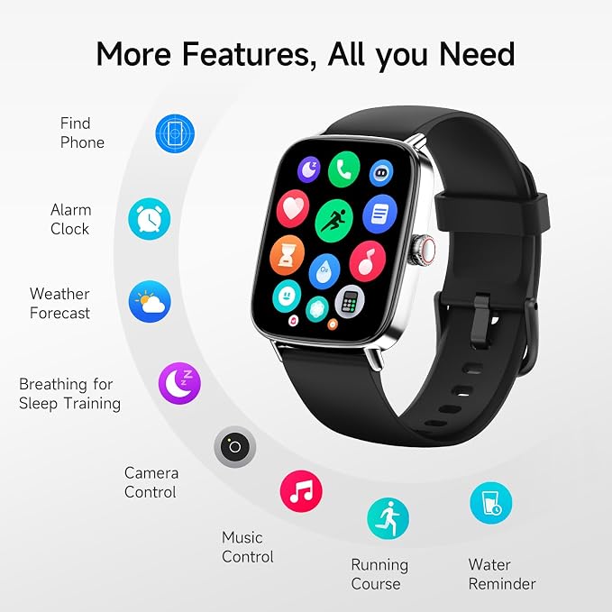 Smart Watch for Men Women, 1.85" HD Smartwatch Compatible iPhone/Samsung/Android (Answer/Make Calls), 100+ Sport Modes Fitness Tracker with Heart Rate/Sleep/SpO2 Monitor, IP68 Waterproof, with 2 Bands - Image 9