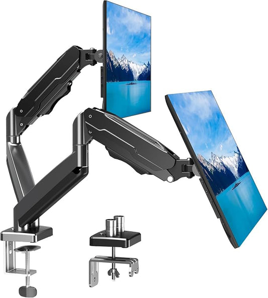 MOUNT PRO Dual Monitor Mount Fits 13 to 32 Inch Screen, Height Adjustable Monitor Stand for 2 Monitors, Full Motion Display Arm Holds up to 19.8lbs Each, Computer Desk VESA Mount, Black by MOUNTPRO