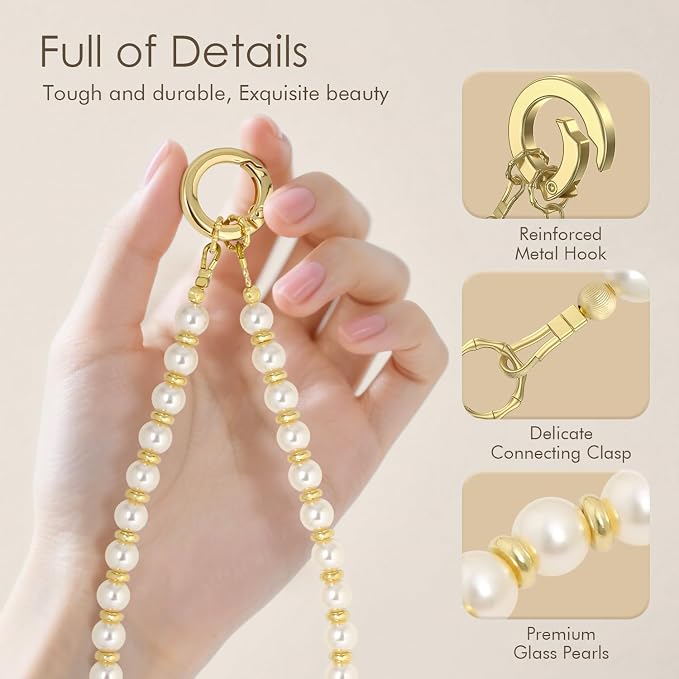 SURPHY Phone Charm, Handmade Beaded Phone Wrist Strap with Tether Tab | Phone Charm Strap, Phone Chain with Premium Metal Buckle, Wrist Strap Fits Cellphone Cases, Wallets, Bags, Keys - Image 4