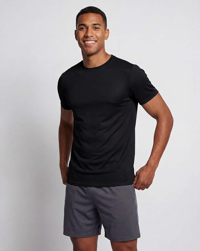 5 Pack Men's Dry Fit Short Sleeve T-Shirt Gym Workout Athletic Running Tee | Cooling, Moisture-Wicking, Crew Neck, Quick-Dry, Breathable, Active, Exercise, Fitness, Basketball, Cycling, Hiking, Tennis - Image 2