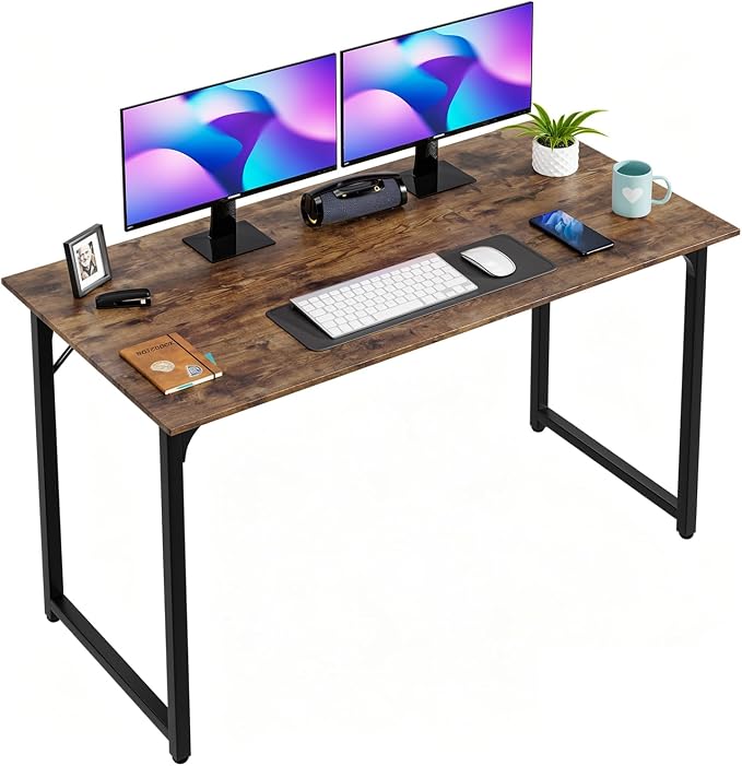 PayLessHere | 47 Inch Computer Desk | Vintage | Office Desk with Metal Frame, Adjustable Feet | Water-Resistant, Scratchproof Surface | Sturdy Writing Table for Home Office or Study | Pack of 1 by PayLessHere