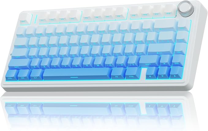 AULA F75 Pro Wireless Mechanical Keyboard,75% Hot Swappable Custom Keyboard,RGB Backlit,Pre-lubed Linear Switches,Side Printed PBT Keycaps Mechanical Gaming Keyboards,Gradient Blue by AULA