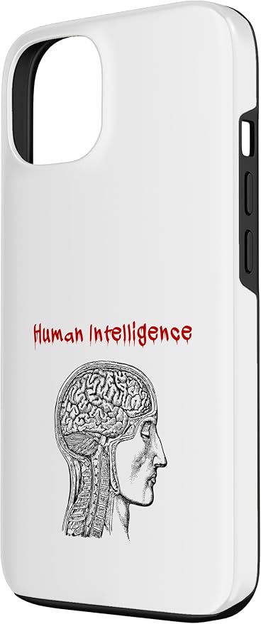 Human Intelligence (Anti Ai Statement & Head Graphic) Case for iPhone 13 - Image 2