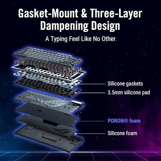 ASUS ROG Azoth Wireless Mechanical Gaming Keyboard – 75% TKL, Tri-Mode Connectivity, Hot Swappable Pre-lubed ROG NX Snow Linear Switches, PBT Keycaps, RGB, OLED Display, PC/Mac Support - Black - Image 5