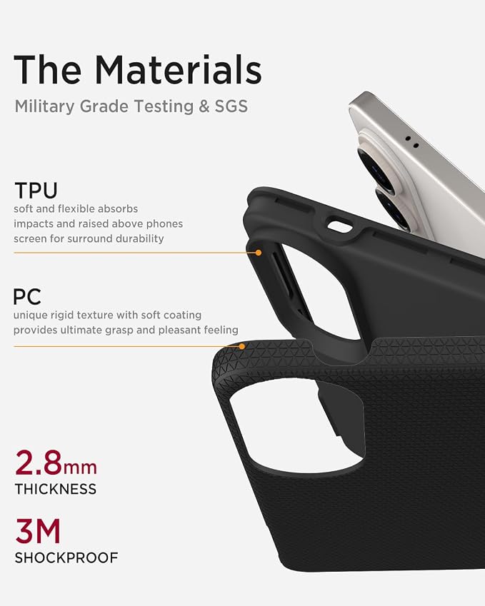 Miimall Slim ＆ Rugged for Samsung Galaxy S25 Edge 5G Case, 10FT Military Grade Drop Protection, Anti-Slip Grip Anti-Scratch Thin Heavy Duty Shockproof Cell Phone Case for Samsung S25 Edge 5G, Black - Image 3