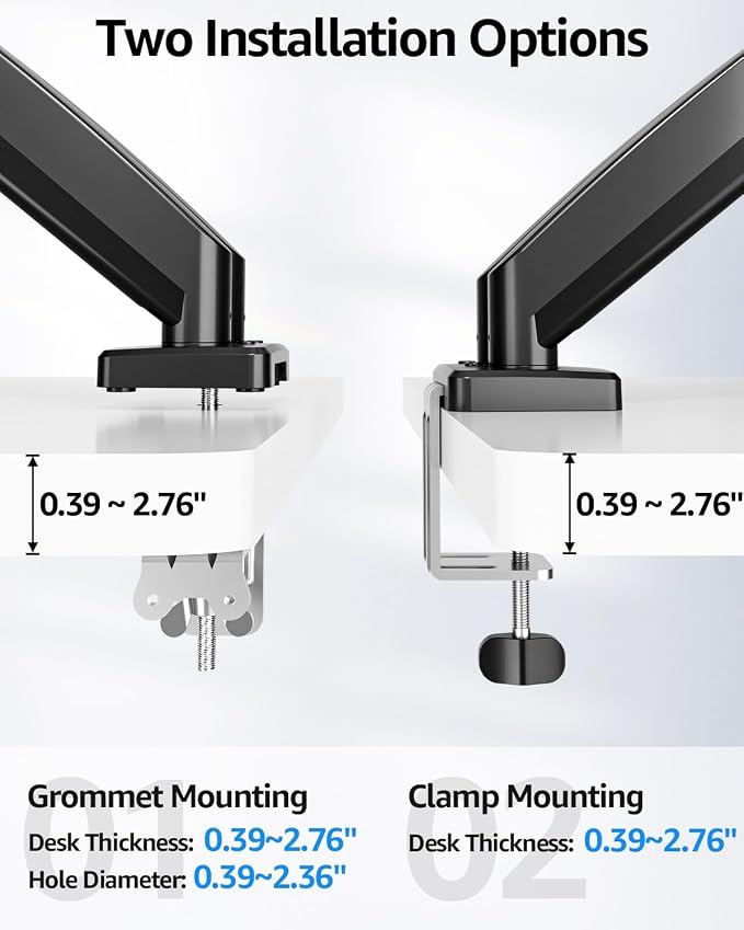 Dual Monitor Stand fits up to 32 inch, 4.4-19.8 lbs Computer Screens, Dual Monitor Desk Mount Height Adjustable, Monitor Arms for 2 Monitors, Home Office VESA Mounts, Freelift Black - Image 3