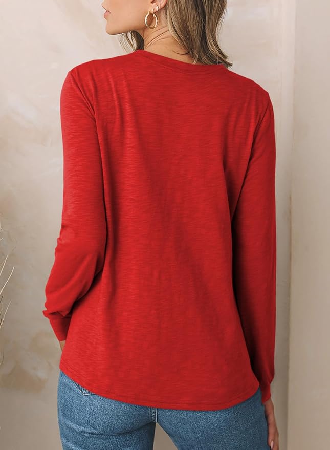 EVALESS Womens Crewneck Long Sleeve Tops Casual Polka Dots Tops Fall 2026 Tshirts Shirts - Image 4