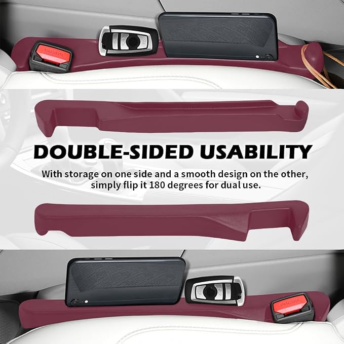 2PCS Car Seat Gap Filler Organizer,3 in 1 Car Seat Side Gap Filler with Hook for Avoiding Dropped Items,Universal No Drop Seats Guard for Filling Gaps 1.37-1.49 Inch Wide (Red) - Image 5