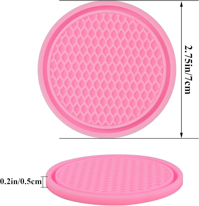 4 Pack Car Coasters, 2.75inch Universal Non-Slip Car Cup Holder Coaster for Car, PVC Cup Pad Mat Car Coasters for Cup Holders for Women (Pink) - Image 2