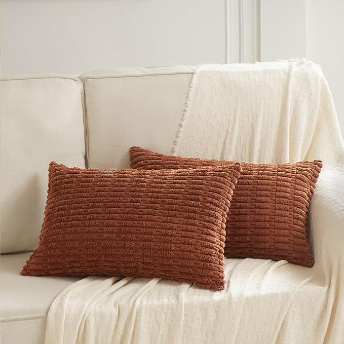 Fancy Homi 4 Packs Decorative Throw Pillow Covers for Living Room Couch Bed, Modern Farmhouse Boho Home Décor Accent Cushion Case, 24" x 12", Rust - Image 7
