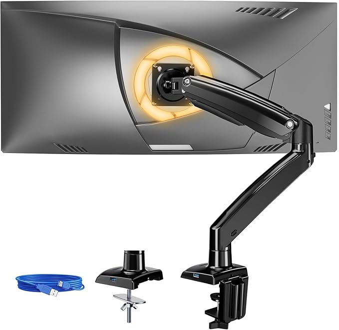 ErGear 17 to 49 inches Single Monitor Mount for Ultrawide Screens,Holds 26.5lbs,Heavy Duty Single Monitor Arm,Single Monitor Stand with Swivel,Tilt,Rotation for Home and Office,VESA 75/100mm by ErGear