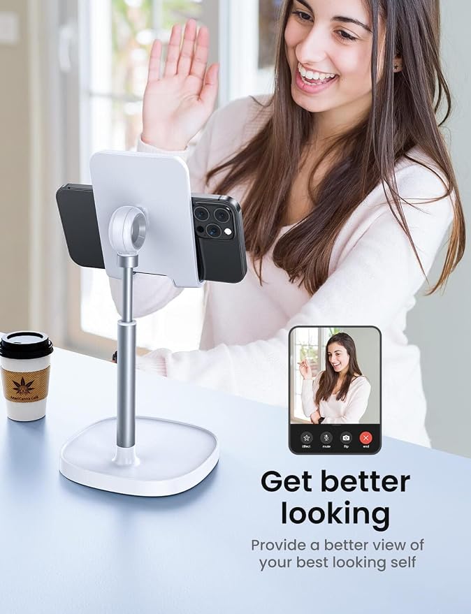 LISEN Cell Phone Stand Phone Holder for Desk, Gaming for Nintendo Switch | Phone Stand White, Adjustable Phone Stand for Desk, Phone Stand, iPhone Stand Compatible with Switch iPad, 4-10 in Devices - Image 4