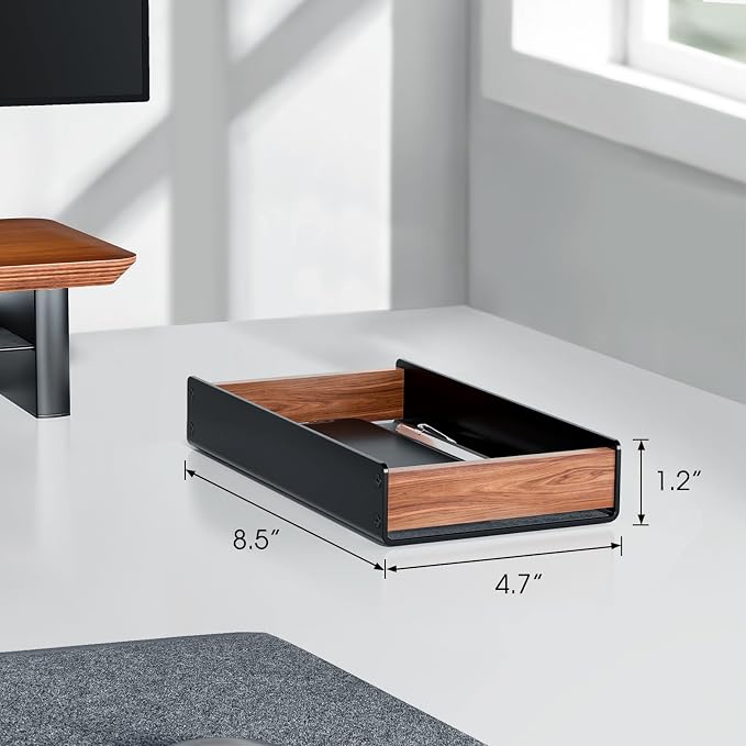 UPERGO Desk Tray Organizer Drawer for Home Office, Walnut Desk Organizer Tray for Keys, Pen, Watch - Image 6