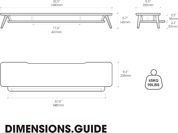 Fenge Dual Monitor Stand, Monitor Stands Riser for 2 monitors, 42.5 Inch Wood Desk Shelf with Storage Organizer and Cable Management for Office Desk Accessories - Image 3