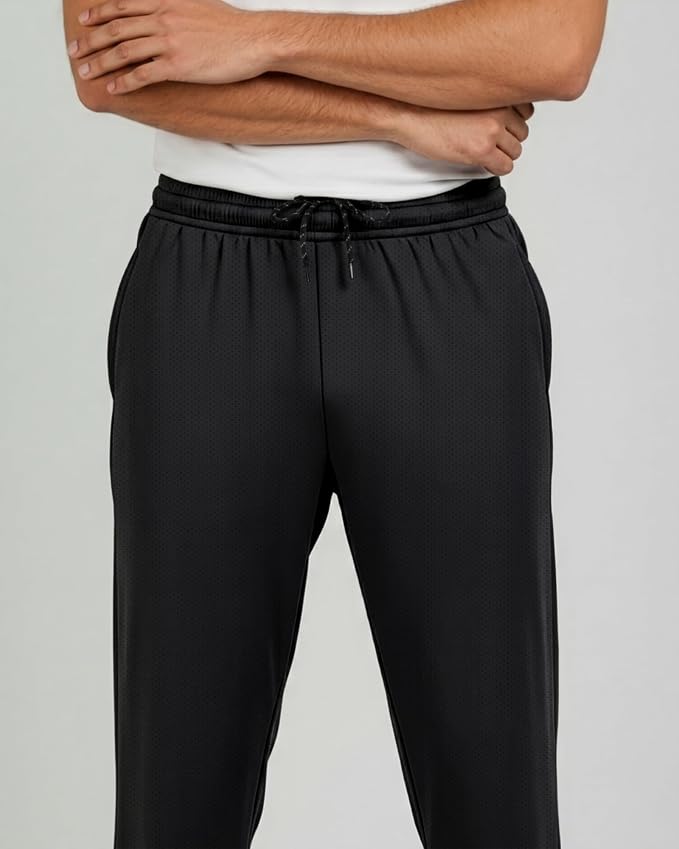 3 Pack Men's Mesh Open Bottom Sweatpants Active Athletic Workout Gym Pocket | Available in Big & Tall, Uncuffed, Elastic Waistband, Drawstring, Straight Leg, Running, Jogging, Exercise, Training, Sports - Image 4