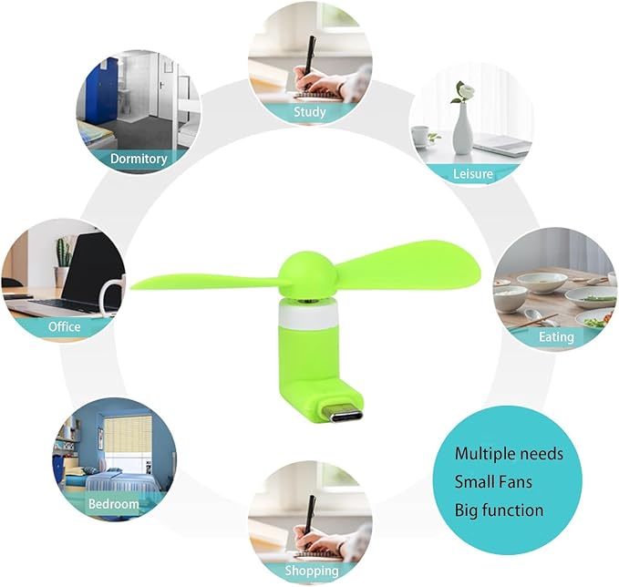 PCTC Type C Mini Phone Fan Type C Compatible with Samsung Galaxy S24 / S23 / 23 Ultra/ 24 Ultra, Compatible with Apple iPhone 15/15 Pro /15 Pro Max, for Moto Razr 40 Ultra /g54/Edge S Pro(3 Packs) - Image 7