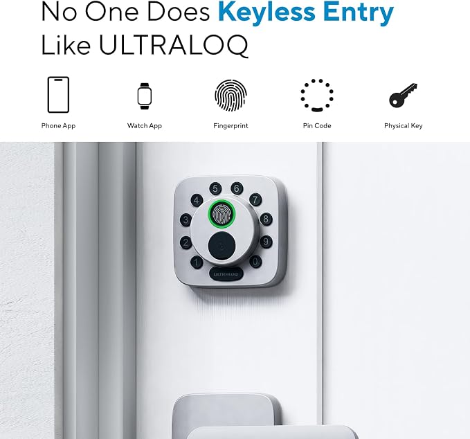 ULTRALOQ Bolt SE Smart Lock with Handle, Built-in Wi-Fi, Matter Over Thread, Works with Apple Home, Alexa, Google, Keyless Deadbolt with Fingerprint, App, Code, Remote Control, Gray - Image 2