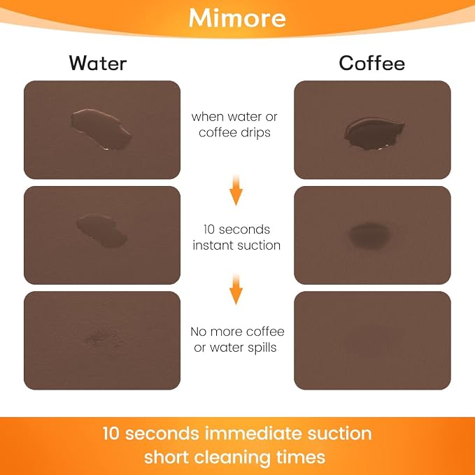 Mimore Coffee Mat - 16x24 Inch Brown Bar Mat for Countertop - Absorbent, Hides Stains, Rubber Backed - Dish Drying Mat Fits Under Coffee Maker, Espresso Machine (Compatible with Ninja Luxe Cafe) - Image 3