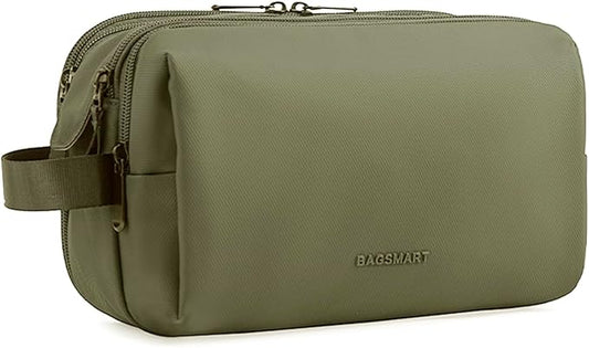BAGSMART Toiletry Bag for Men, Travel Toiletry Organizer Dopp Kit Water-resistant Shaving Bag for Toiletries Accessories, Door Room Essentials,Green-medium by BAGSMART