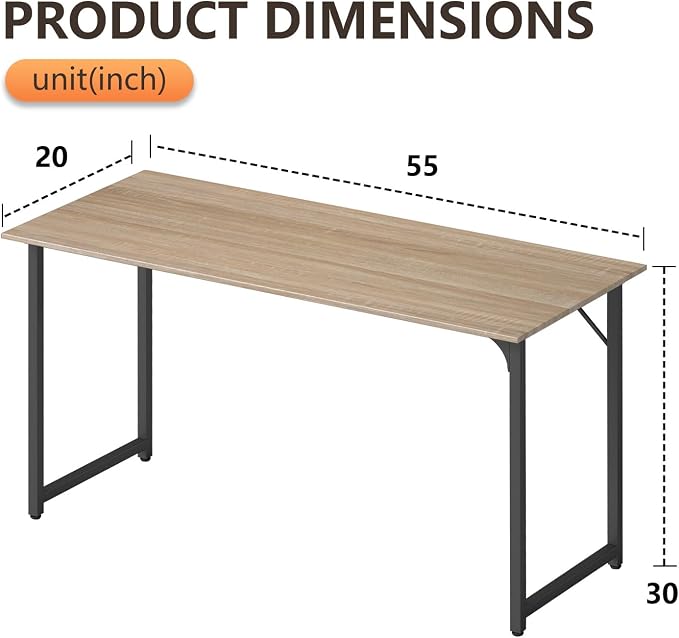 BestOffice Computer Desk,Home Office Desk, Modern Simple Style for Home Office Study Writing (Nature, 55 Inch) - Image 3