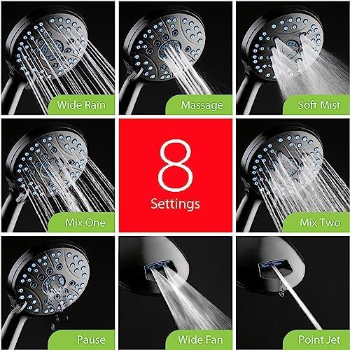 AquaCare 50-mode High Pressure Shower Head Combo with Arm & Dual Power Wash - Image 6