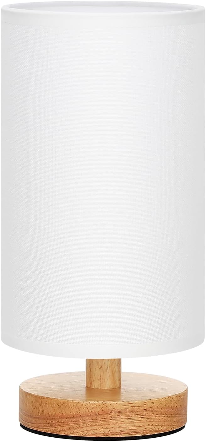Fenmzee Small Table Lamps (White Shade - Wood Base, 9" Inline Control) | 3000K LED Blub Included | 680 Lumens | Easy Assembly | Minimalist Design | E26 | for Kitchen | for Kids Room - Image 9