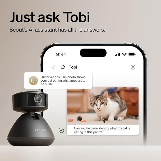 PETLIBRO Dog Camera with Phone App, 360° Auto Tracking Pet Camera Indoor with Phone App for Home Alone Pets, Cat & Puppy Camera with 2-Way Audio, Night Vision, Indoor Camera WiFi - Image 9