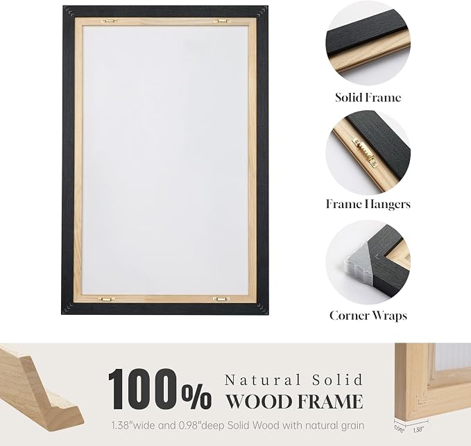 Framed Neutral Abstract Minimalist Wall Art Set of 2, Modern Canvas Prints Paintings Artwork for Walls, Black Beige Brown Abstract Art Pictures for Bedroom Living Room Dining Room Wall Decor 16x24 In - Image 6