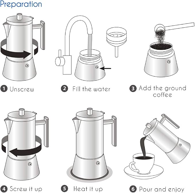 Easyworkz Diego Stovetop Espresso Maker Stainless Steel Italian Coffee Machine Maker 12Cup 17.5 oz Induction Moka Pot - Image 4