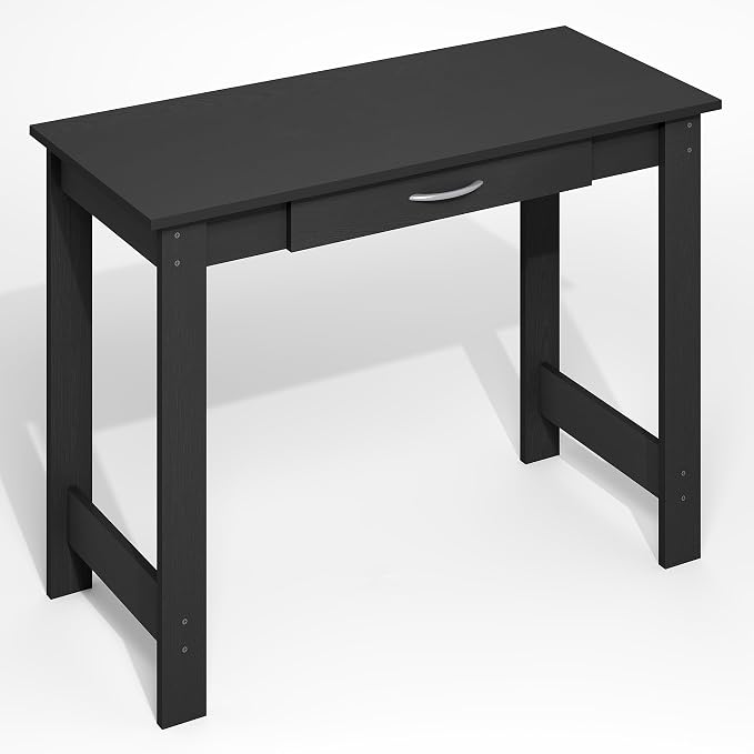 Furinno Jaya Desk, 39.2" Wide Computer Desk with H-Legs, Office Desk with Drawer, Writing Desk, with Drawer, for Home Office, Study Room, Dorm, Darkwood - Image 5